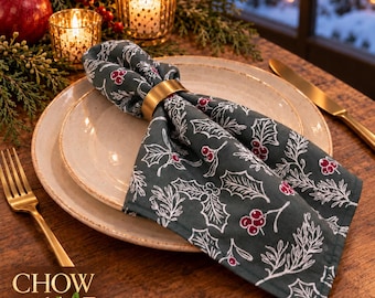 Christmas Cotton Napkins, Set of 4, 18 Inch Holiday Table Decor