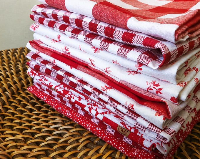 Lunchbox Napkins, Set of 10, RED, Cotton Fabrics, Bright Colors