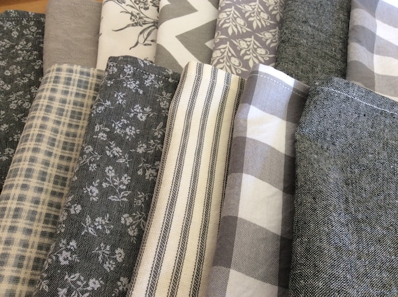 Shades of Gray Smart Home Kitchen Collection - Set of 10, 12 inch  Cloth Napkins, by CHOW with ME