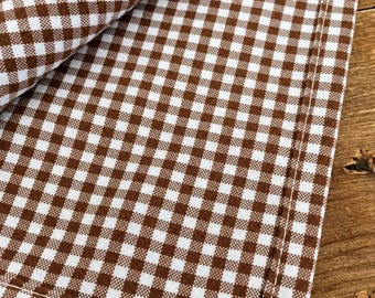 Brown White Gingham Check Cloth Napkin – Farmhouse Table Decor, Set of 6