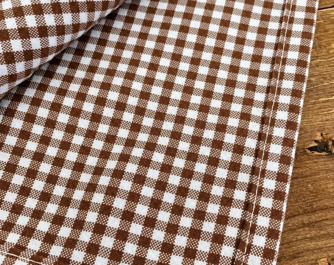 Brown White Gingham Check Cloth Napkin – Farmhouse Table Decor, Set of 6