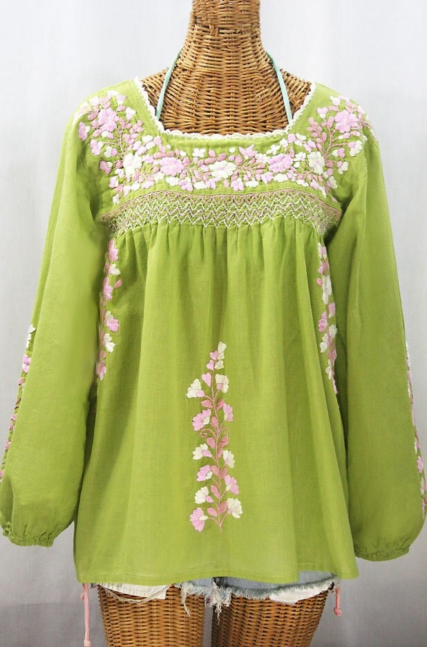 Green peasant blouse cheap
