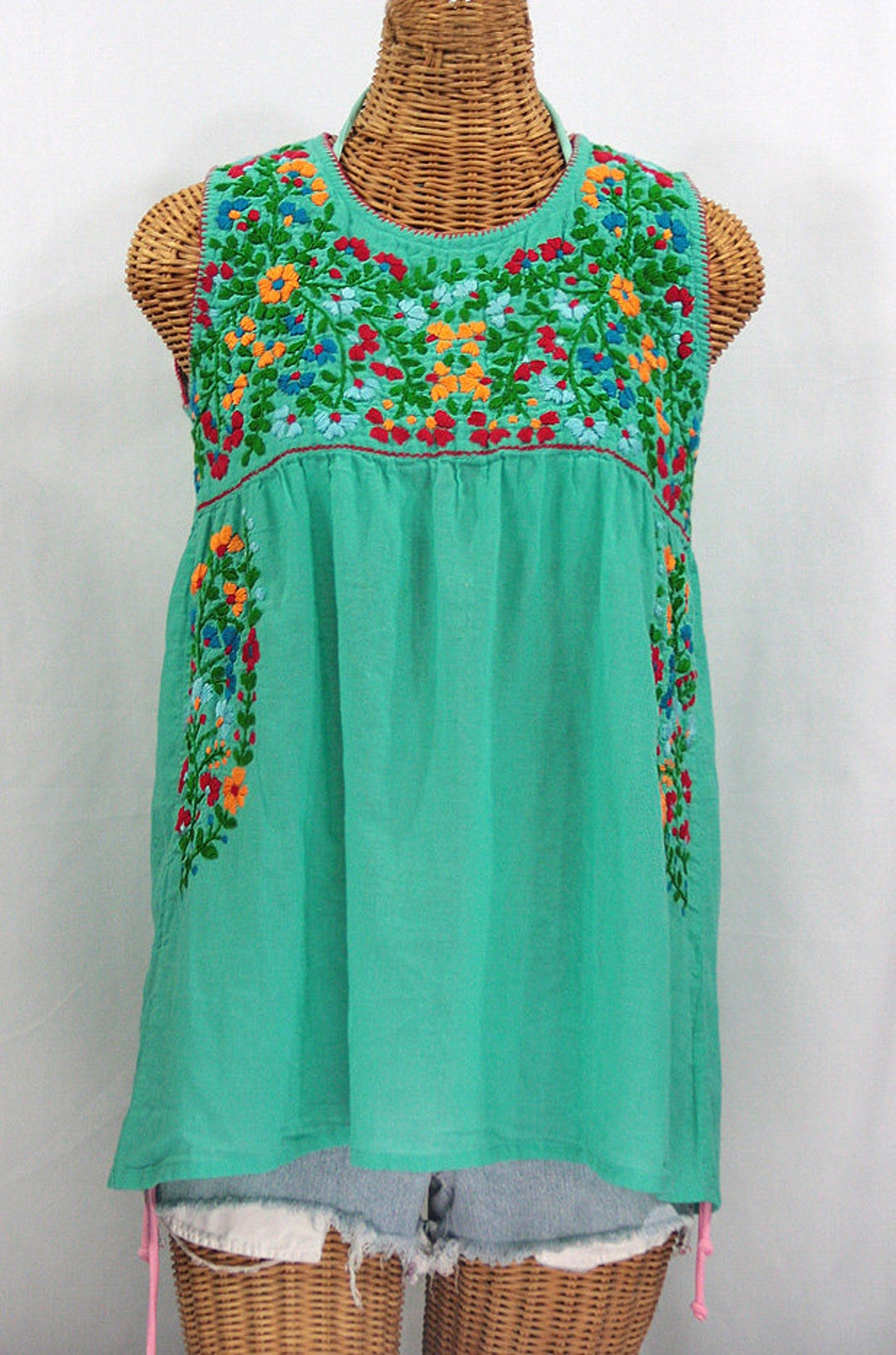 Embroidered Peasant Top Blouse Sleeveless Hand Embroidered: la Sirena ...
