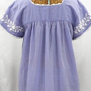 Embroidered Peasant Blouse: la Marina Corta in Periwinkle With White ...