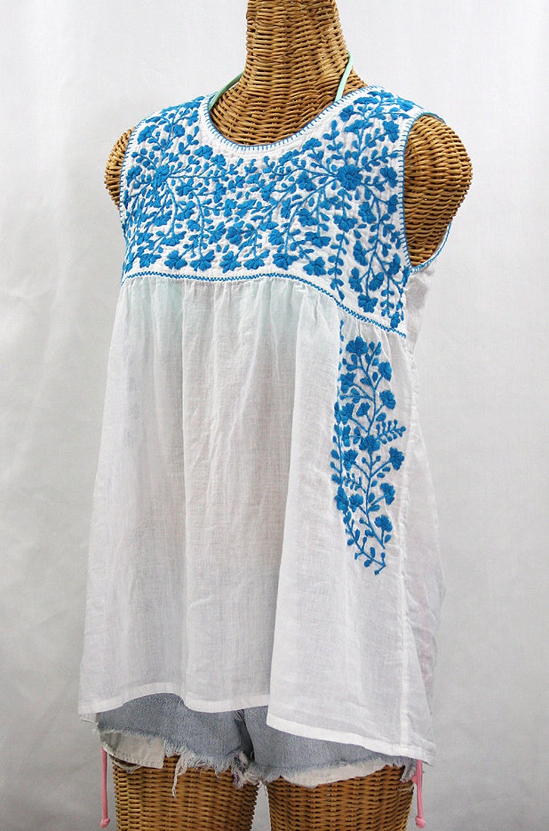 Mexican Peasant Top Blouse Sleeveless Hand Embroidered: - Etsy