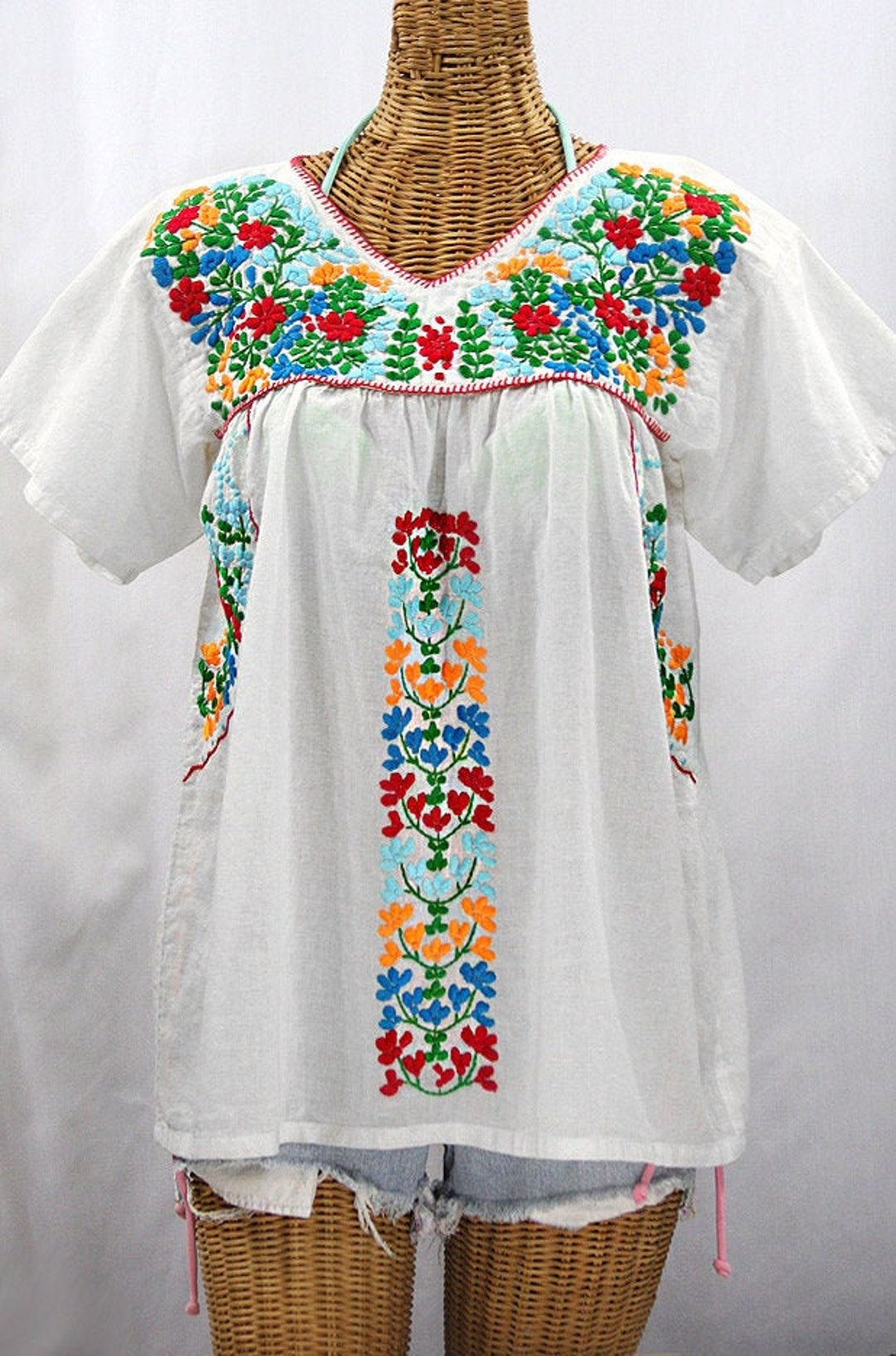 Juanita Hand Embroidered Blouse - Handmade Blouse - Artisanal Wear - Size Large