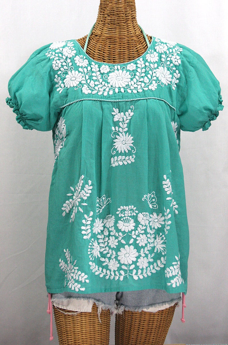 Embroidered Mexican Style Blouse Top Hand Embroidered: 