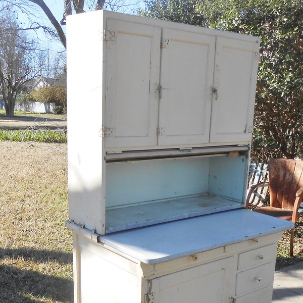 Antique Sellers Hoosier Farmhouse Cupboard Kitchen Cabinet Chippy Paint Shabby Chic Cottage Decor