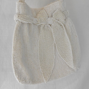 Vintage Walborg Hand Made Beaded Evening Cocktail Bag Small Purse Made in Japan Satin Lined Bow Tie Style