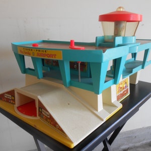 Vintage Fisher Price Airport Control Tower Runway Lobby 1972 Plastic Toy Airport No Little People Used Condition Pretend Play Kid Toddler image 1