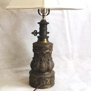 Ornate Detailed Cast Metal Bronze Table Lamp 1960s Lighting