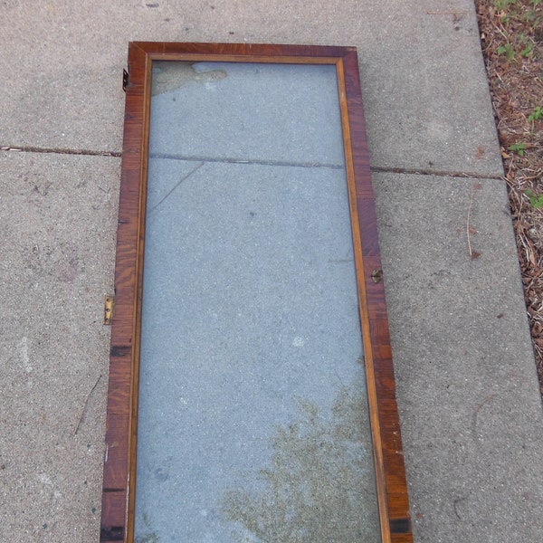 Vintage Oak Wood Cabinet Door Wavy Glass Antique Cupboard Door Furniture Salvage Architectural Salvage Craft Project Replacement Restoration