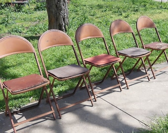 Metal Folding Chairs Set of 5