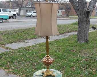 Vintage Tall Pedestal Lamp Glass Globe Funky Shade Tall Skinny Lighting