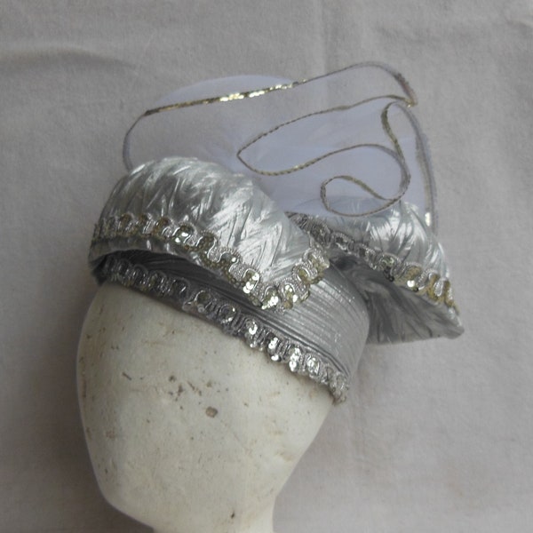 Vintage Mr Hi's Classic Hat Silver Tulle Sequins Church Hat Formal Evening Designer Party Hat