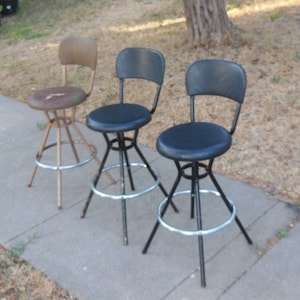 Mid Century Modern Cosco Bar Stools Metal Atomic Age Seating Set of 3 Task Chairs Counter Stools MCM Industrial Modern Farmhouse Boho Style