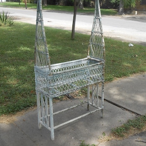 Antique Victorian Era Wicker Rattan Plant Stand Plant Holder