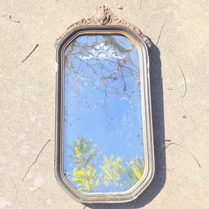 Antique Carved Wood Etched Mirror Wall Decor