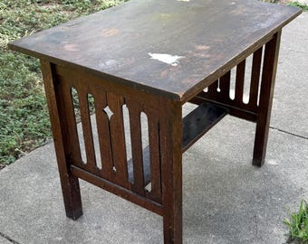 Solid Oak Arts and Craft Library Table Desk