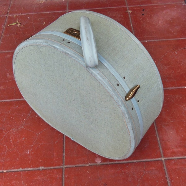 Vintage Samsonite Hat Box Royal Traveller Hat Carrier Pastel Blue Teal  Tweed Hat Storage Retro Round Luggage Mid Century Travel Suitcase