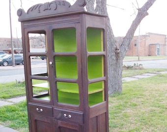 1800s Wood Cupboard Hutch