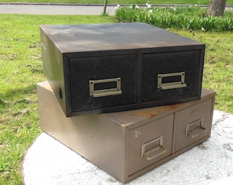 Vintage 2  Available File Drawer Cabinet Boxes Listing is for 1 Heavy Metal Index Card File Home Office Storage System