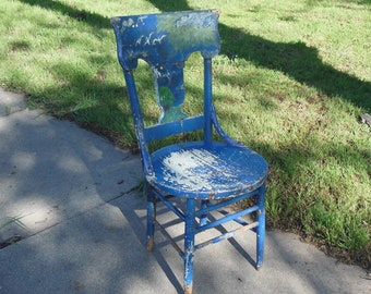 Vintage American Arts and Crafts Chair Round Seat Chippy Paint Chair Project Chair Farmhouse Country Style Cottagecore Parlor Chair