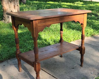 Victorian Era Solid Oak 2 Tier Parlor Side Table WP Branch Furniture Rockdale Texas -  Shipping not Included in Price