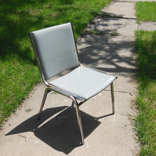 Vintage Steelcase Metal Chrome 1990 Chair MCM Seating Minimalist Design Office Waiting Room Chair Modern Farmhouse  Industrial Decor Seating