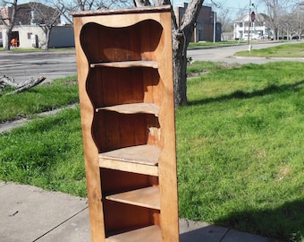 Antique Standing Wood Corner Shelf Rustic Display Shelf Primitive Bookcase Modern Farmhouse Stands Alone Corner Cabinet Boho Cottage Decor