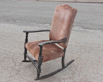 Antique Pink Velvet Rocking Chair