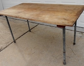 Antique Table Industrial Solid Wood Shop Table Removable Iron Legs Home Office Desk Work Craft Table Kitchen Island Dining Kitchen Table