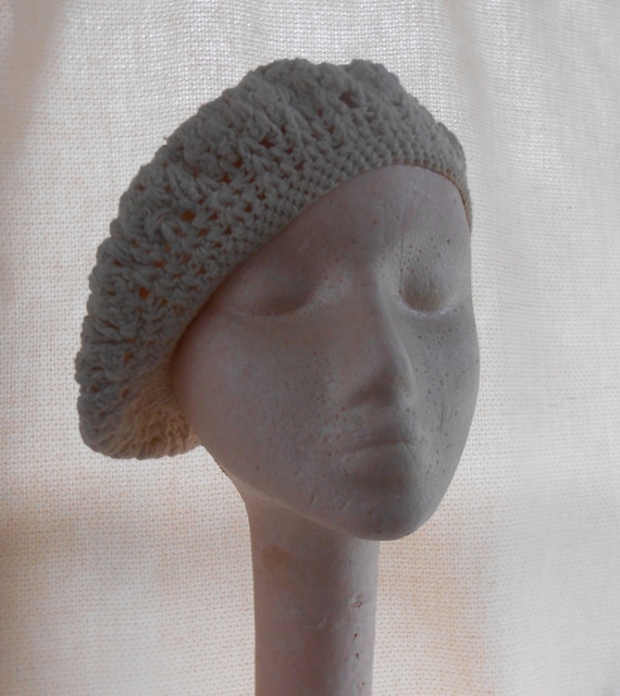 Handmade Crocheted Beret Style Cap Vintage Hat Ha… - image 1