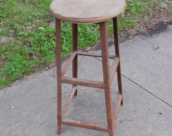 Vintage Angle Iron Industrial Stool Heavy Metal Bar Stool