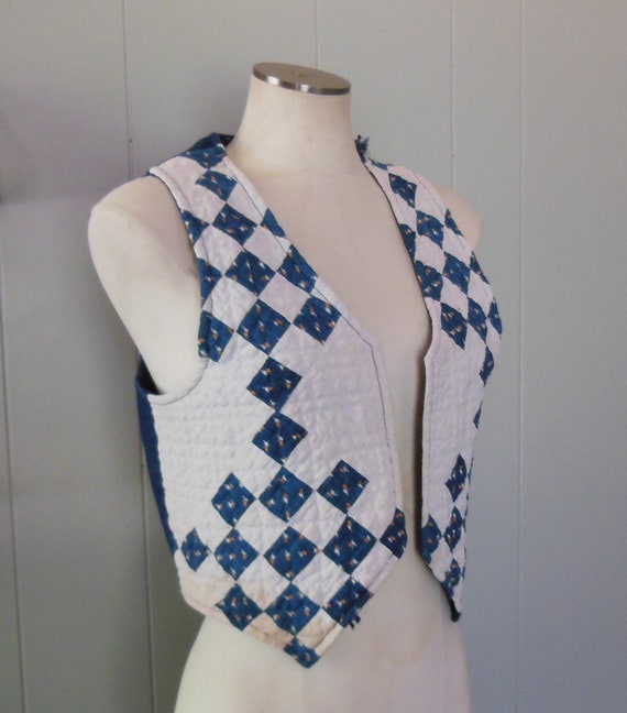 Vintage Handmade Vest Made from Quilt Top Antique 