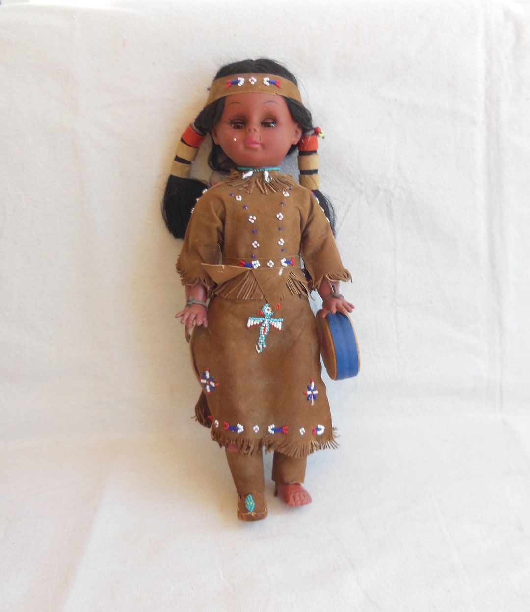 Vintage Native American Indian Doll With Papoose Tourist Souvenir Doll