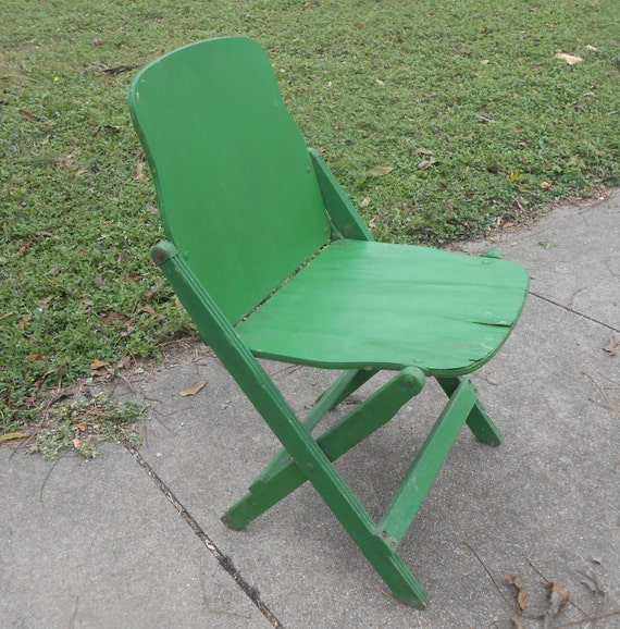 Vintage Folding Wood Chair Collapsible Extra Seating Shabby Chic