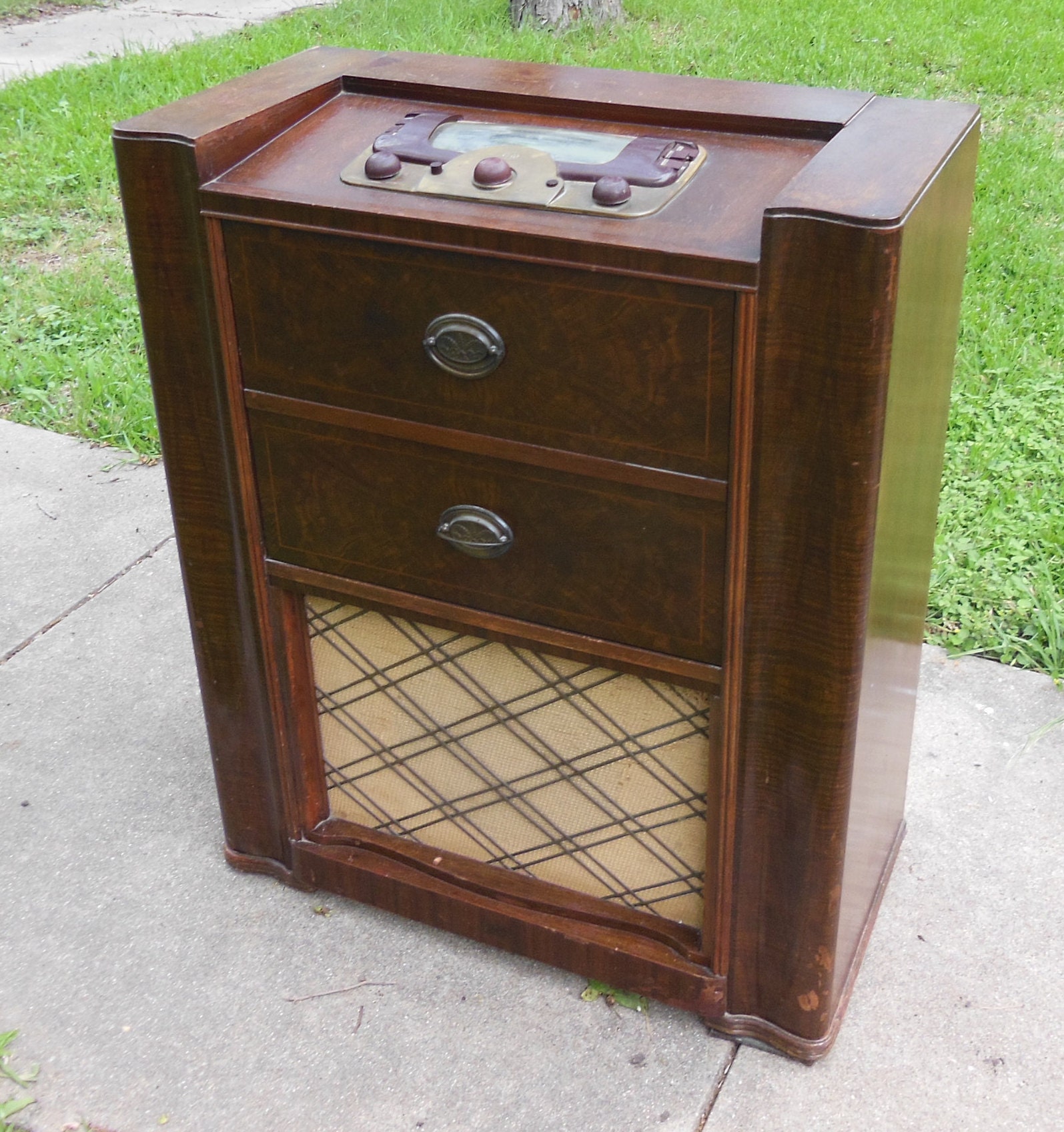 Antique Wood Radio Cabinet Zenith Art Deco Console Floor
