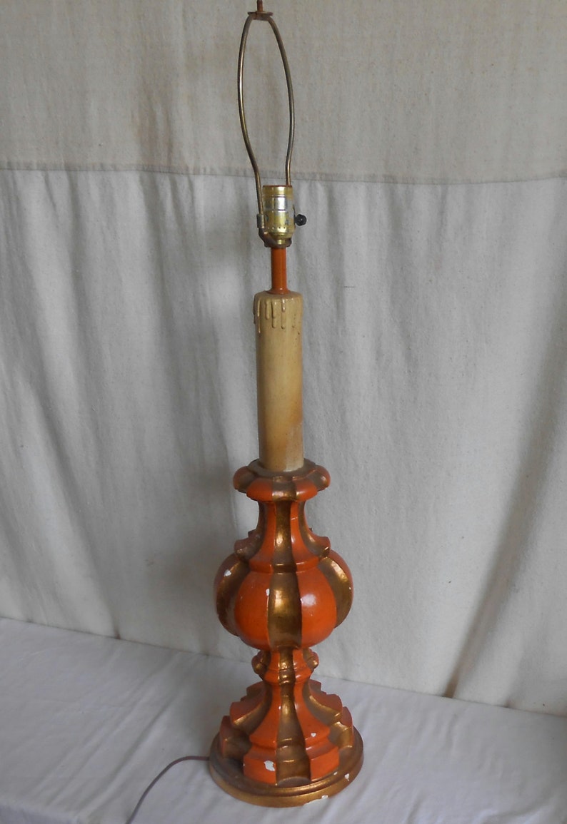 Plaster of Paris Candlestick Lamp in Circus Colors Boho Etsy