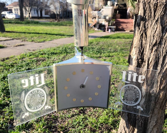 Vintage Miller Lite Beer Sign Clock Light 1970s Lucite 3 Sided