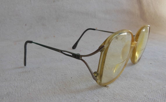 Vintage Plastic Metal Glasses Big Lens 1980s Eyeg… - image 5