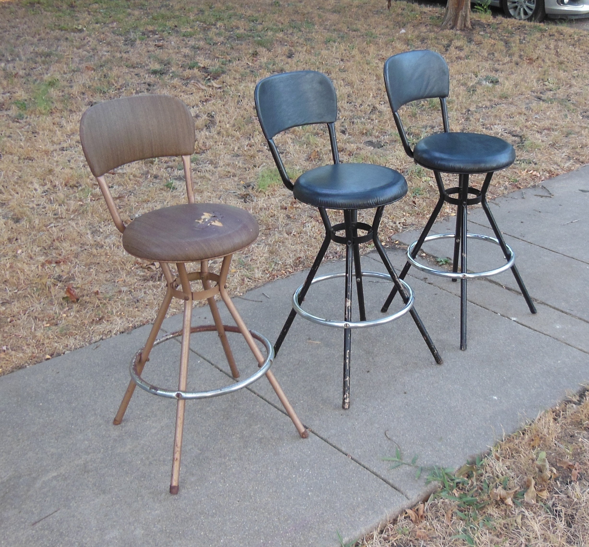 Mid Century Modern Cosco Bar Stools: Atomic Age Metal Seating Set