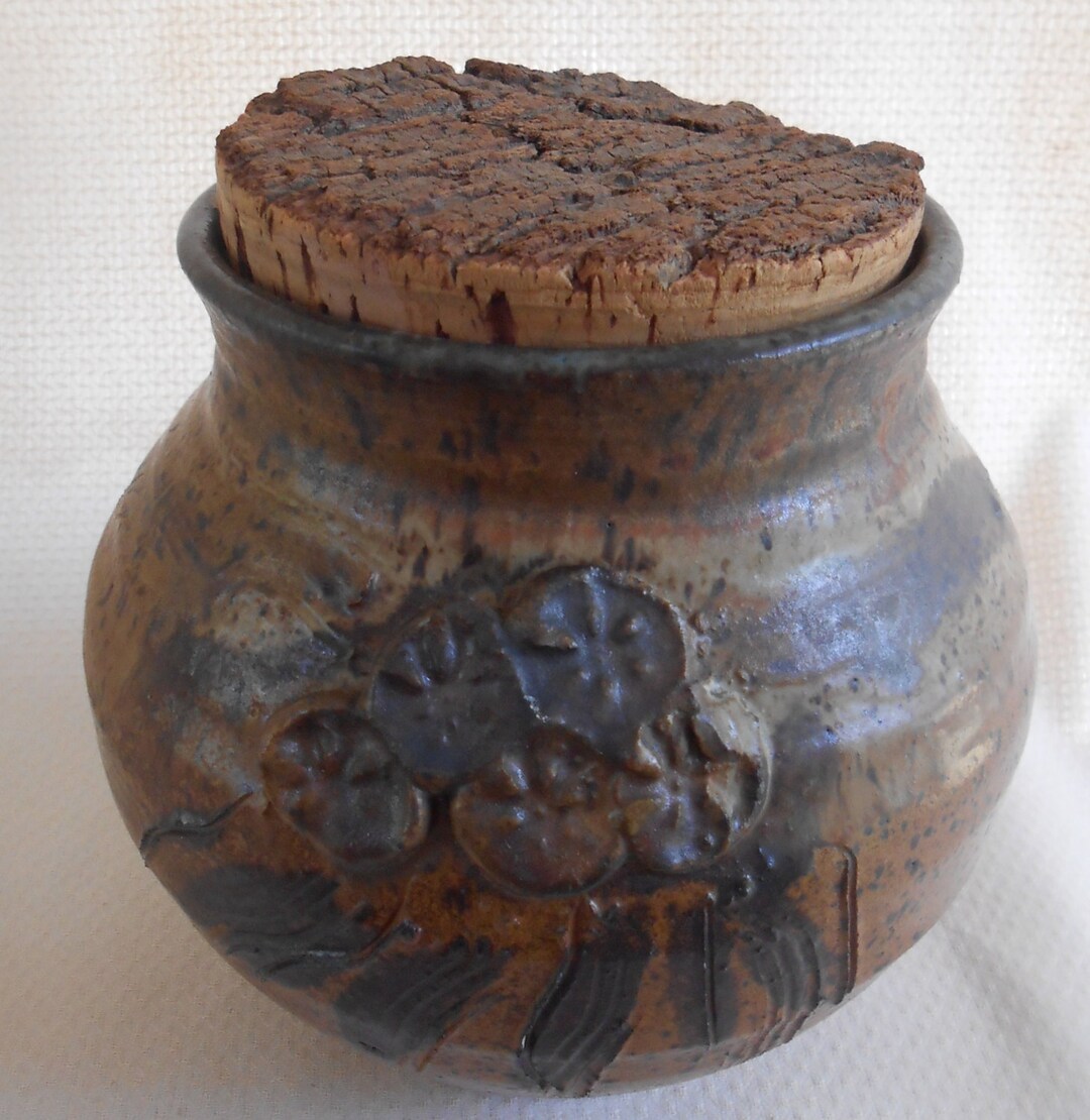 Earth Tones Brown Pottery Jar Humidor Big Ginger Jar Handmade Vintage