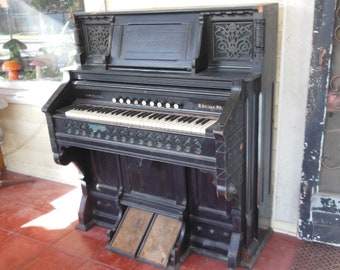 Antique 1800 Organ Wood Carved Victorian Era Eastlake