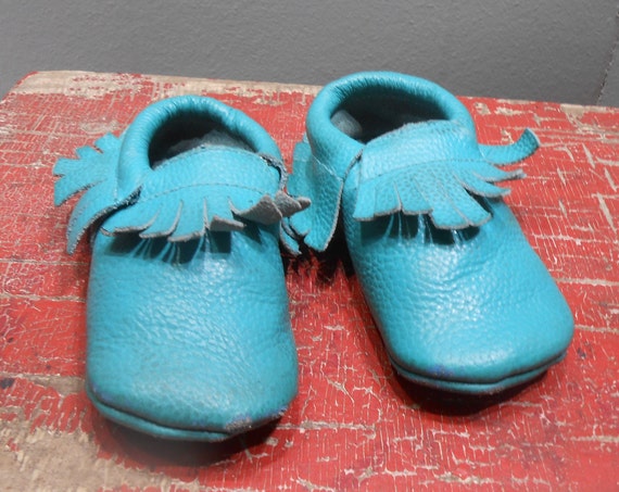 Vintage Soft Leather Childs Childrens Moccasins S… - image 3