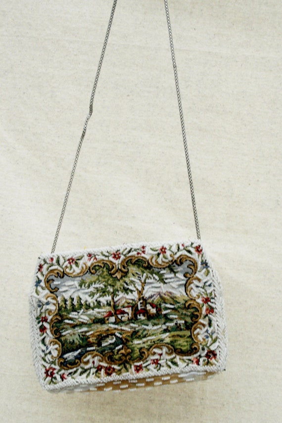 Vintage  Beaded Tapestry Purse - image 3