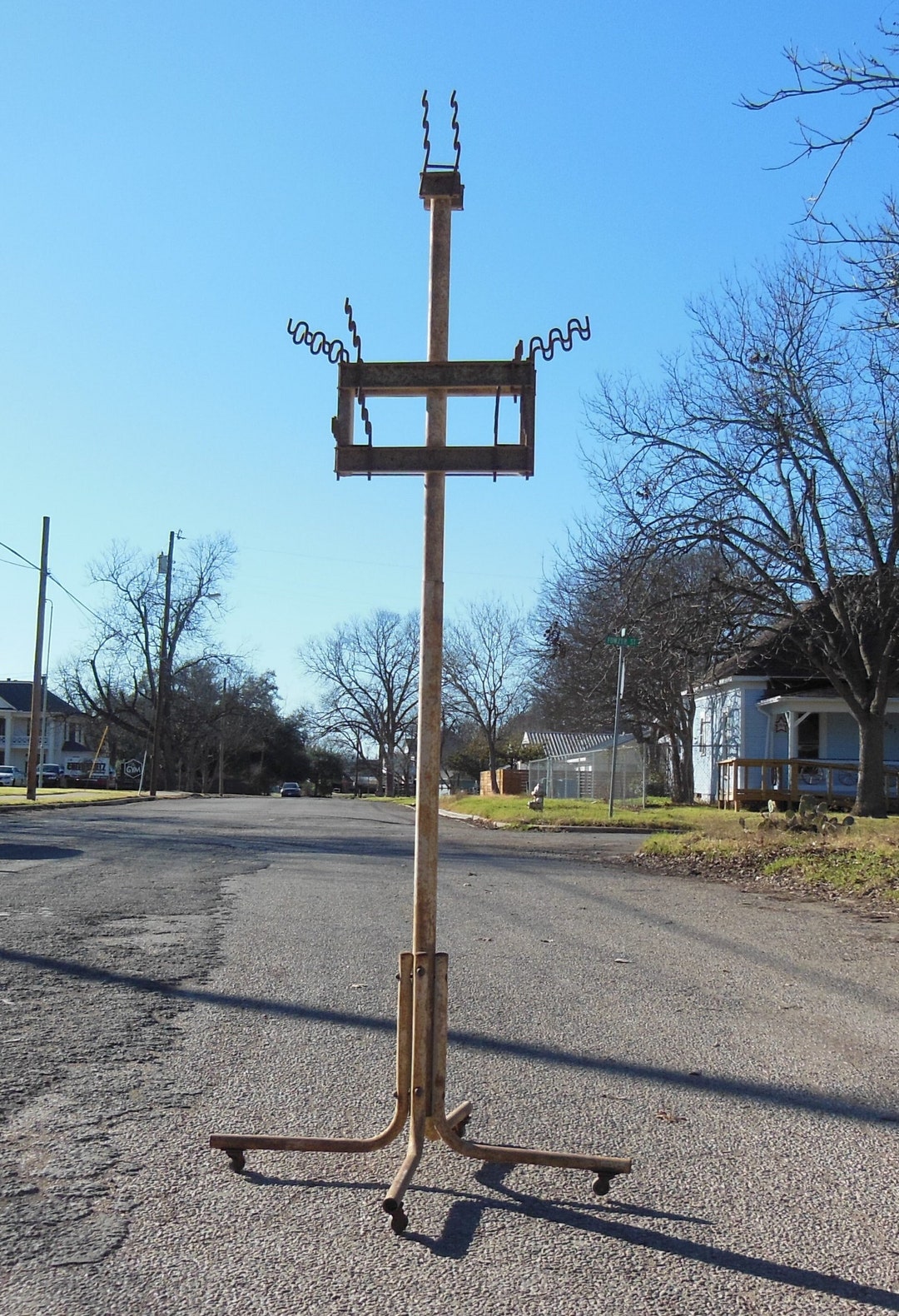 Vintage Metal Display Rack on Rollers Most Unusual Advertising Display