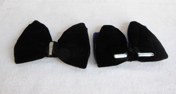 Vintage Velvet Bow Ties Set of 2 Clip On Ties Bla… - image 7