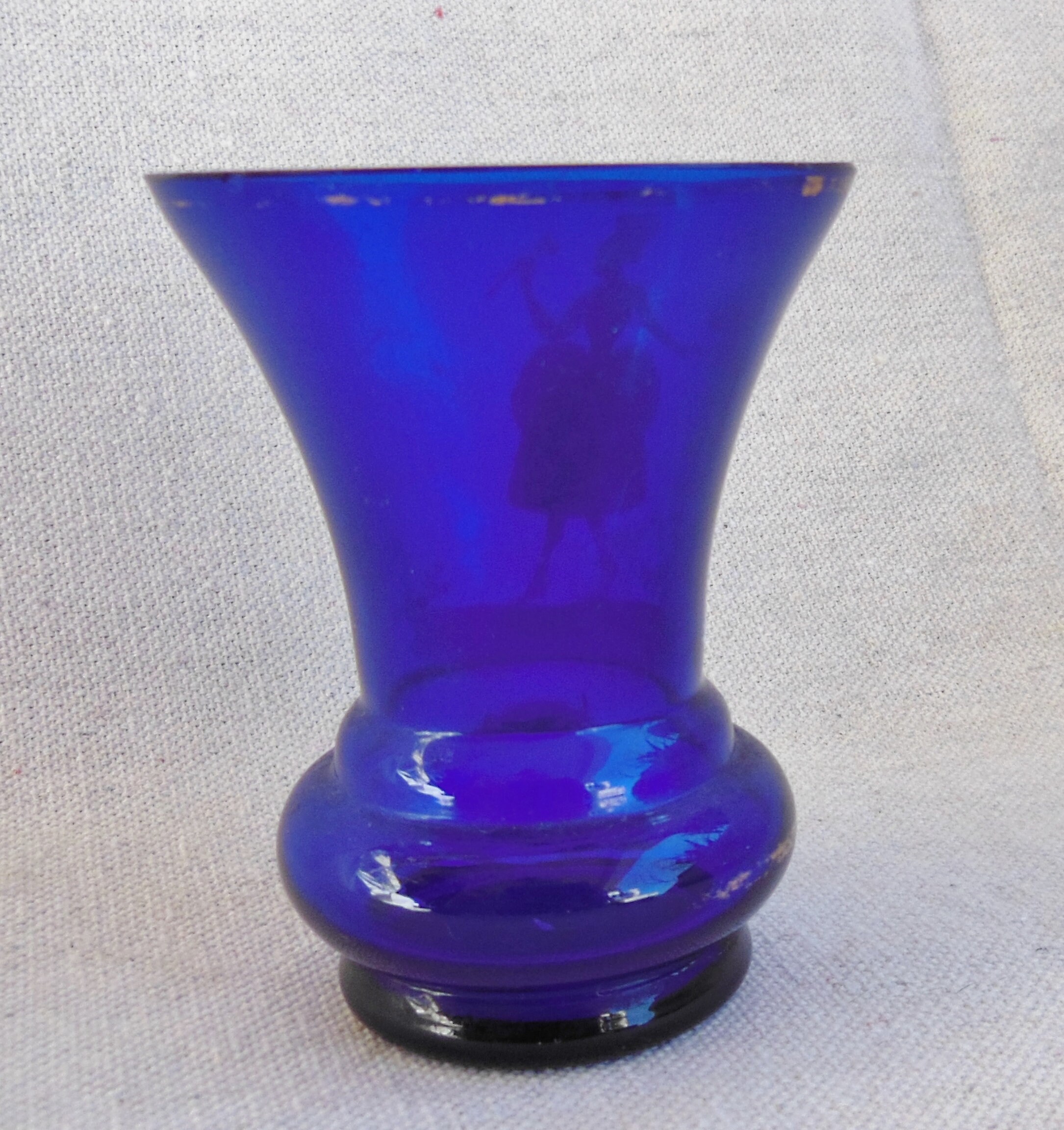 Antique Mary Gregory Cobalt Blue Vase Hand Painted Woman in