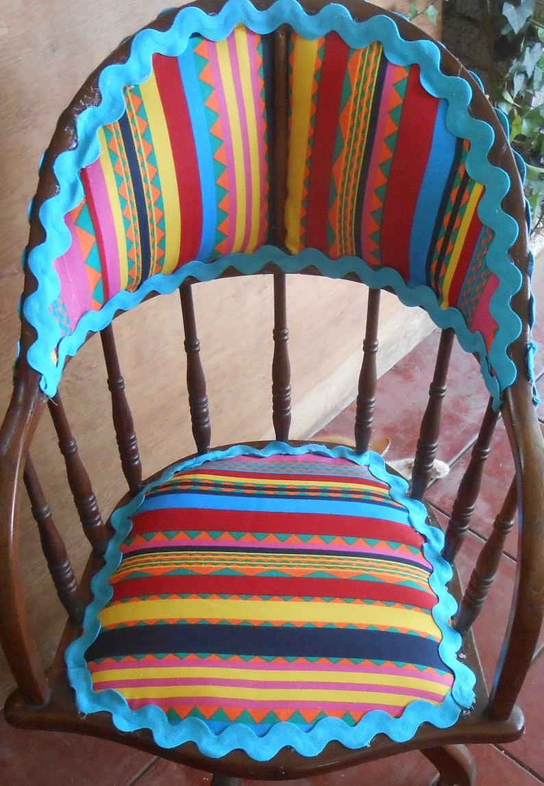 Antique Office Chair Recovered Funky Boho Statement Chair Etsy
